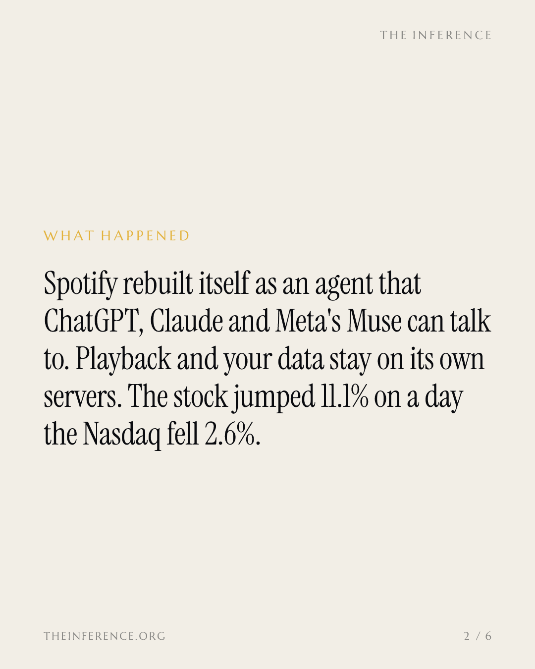 Spotify jumped 11.1% betting agents cannot cancel it; December's bar is 10 million net additions — slide 1