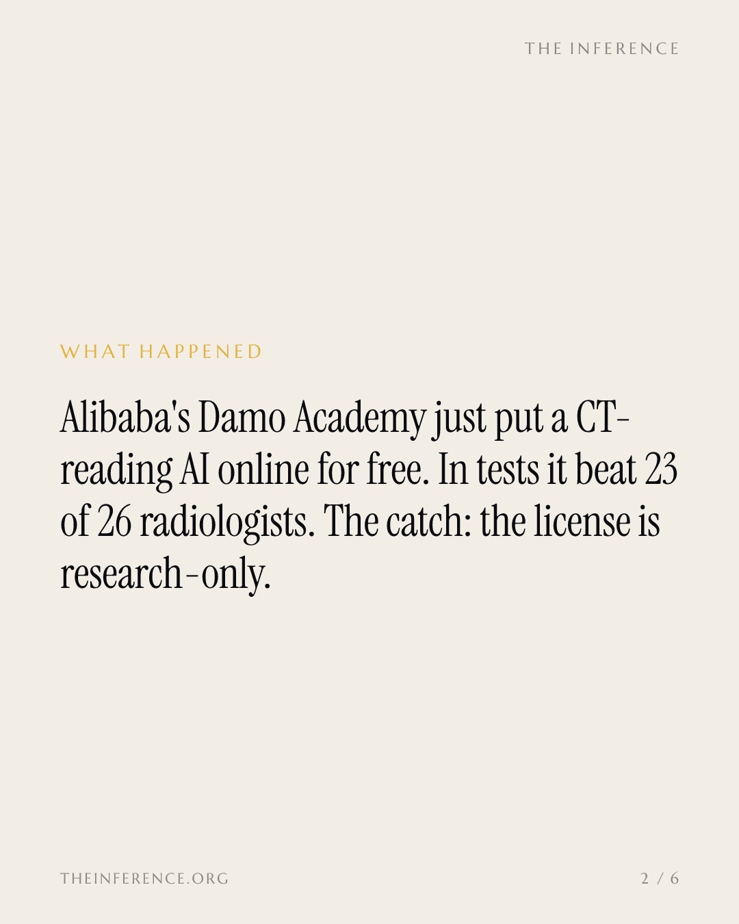 Alibaba gives away a CT reader that beat 23 of 26 radiologists — slide 1