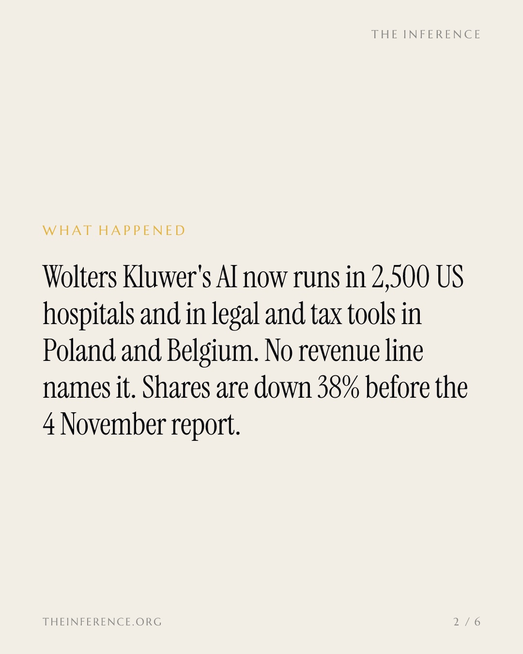 A IA está em 2.500 hospitais e em lugar nenhum da fatura: Wolters Kluwer divulga resultados em 4 de novembro — slide 1