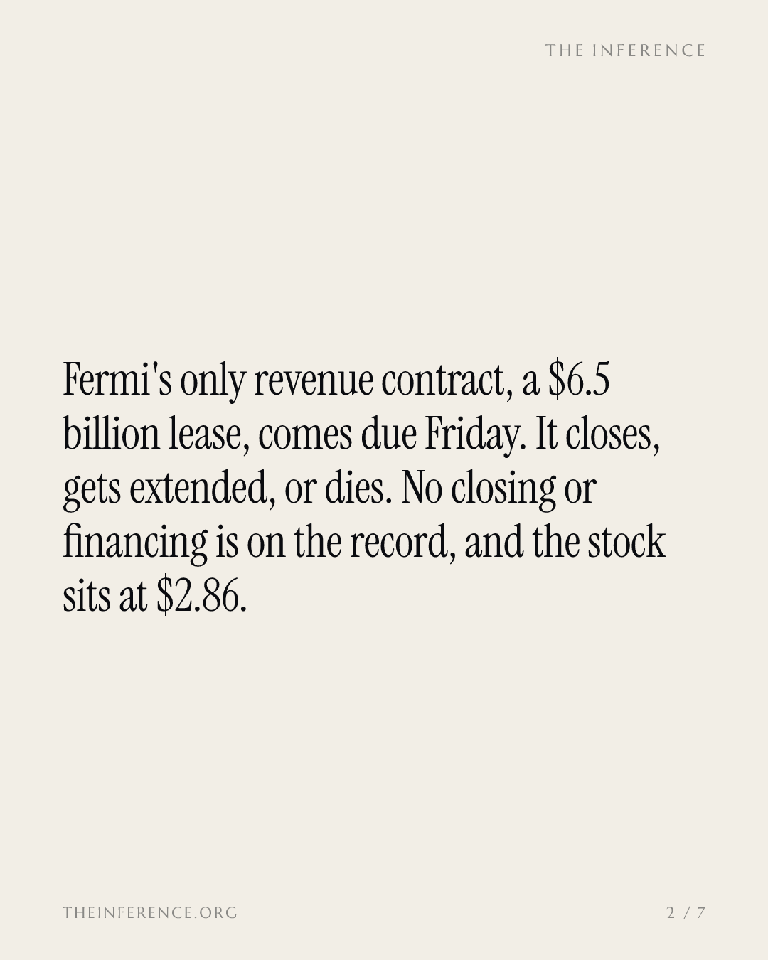 Fermi's $6.5 billion lease comes due Friday, and the only news this week was a rerun — slide 1
