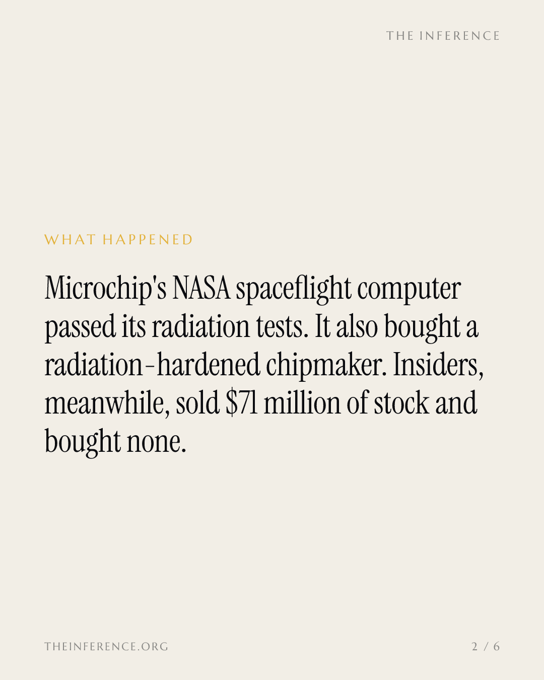 Microchip's NASA spaceflight computer passes radiation tests as insiders sell $71 million, buying none — slide 1