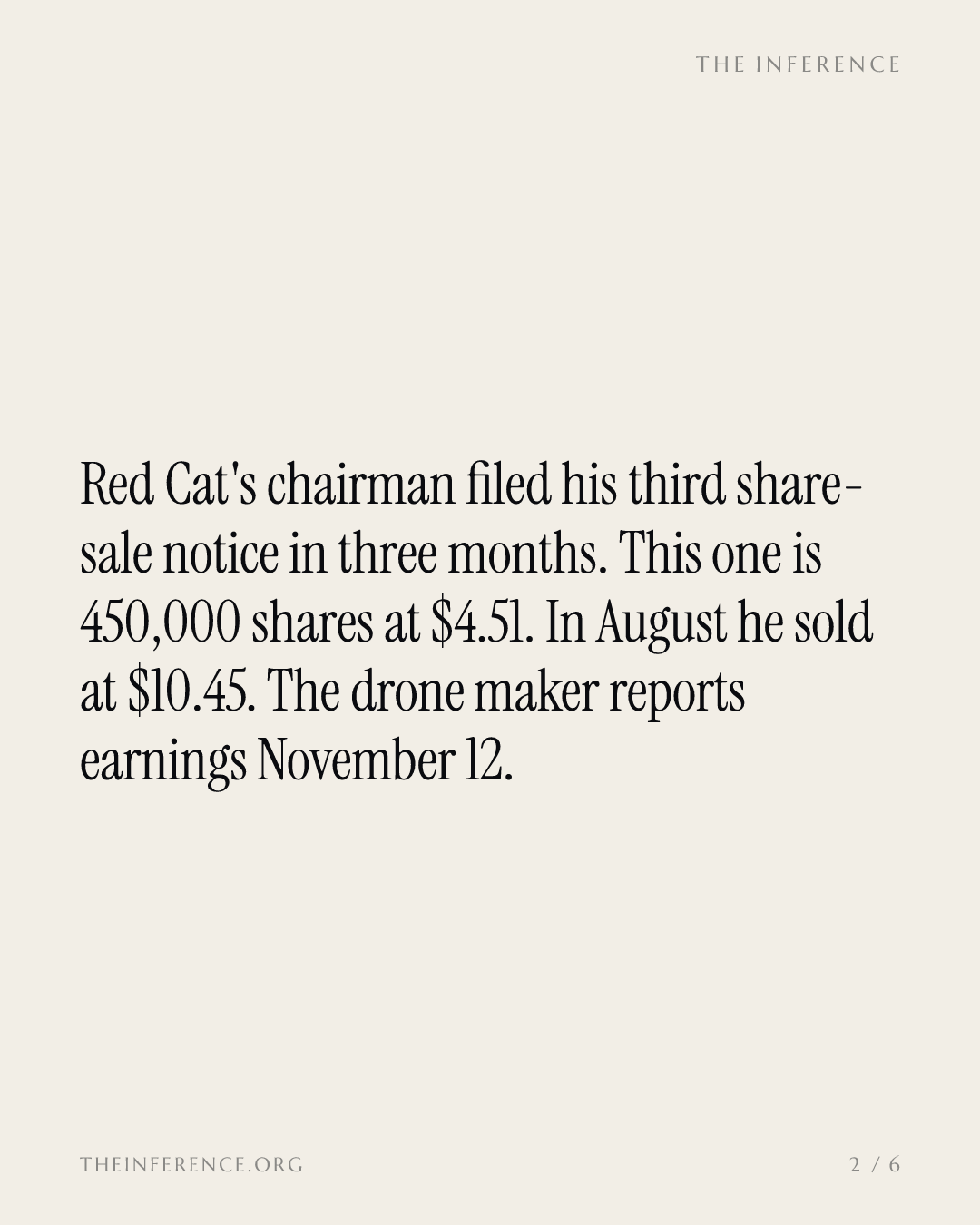 Red Cat's chairman sold at $10.45, then $7.74, and now files to sell at $4.51 — slide 1