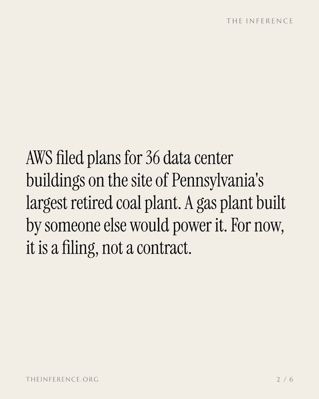 Amazon files for 36 data centers on a dead coal site, powered by a gas plant it will not own — slide 1