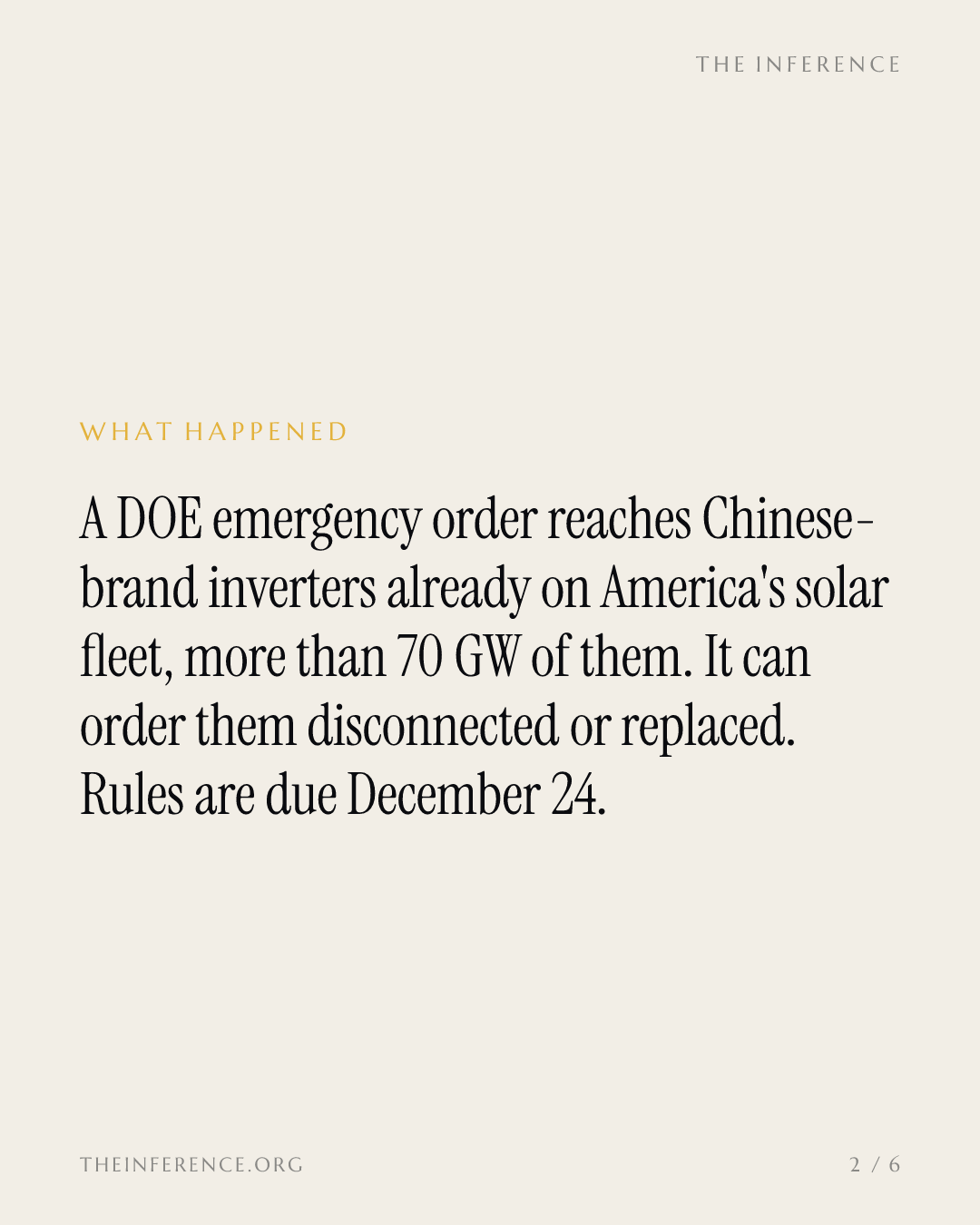 Washington can now order Chinese inverters off the US grid, and the repair takes 128 weeks — slide 1