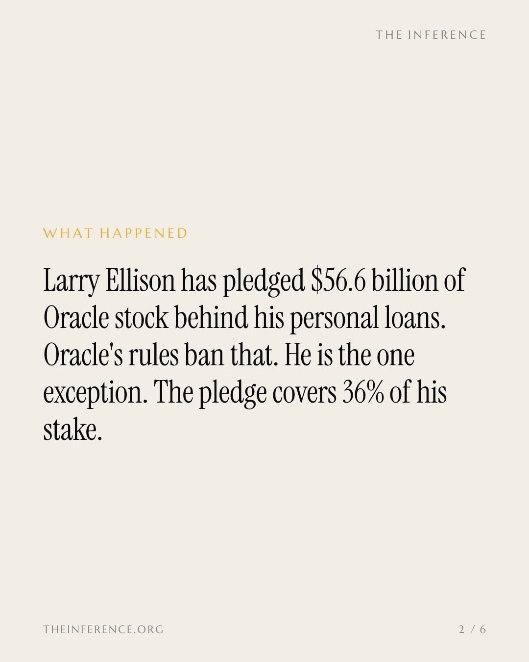 Larry Ellison pledged $56.6 billion of Oracle stock under a rule that exempts only him — slide 1