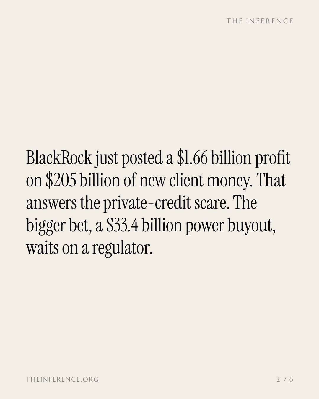 BlackRock earned $1.66 billion on $205 billion of inflows; FERC must still clear its $33.4 billion AES buyout — slide 1