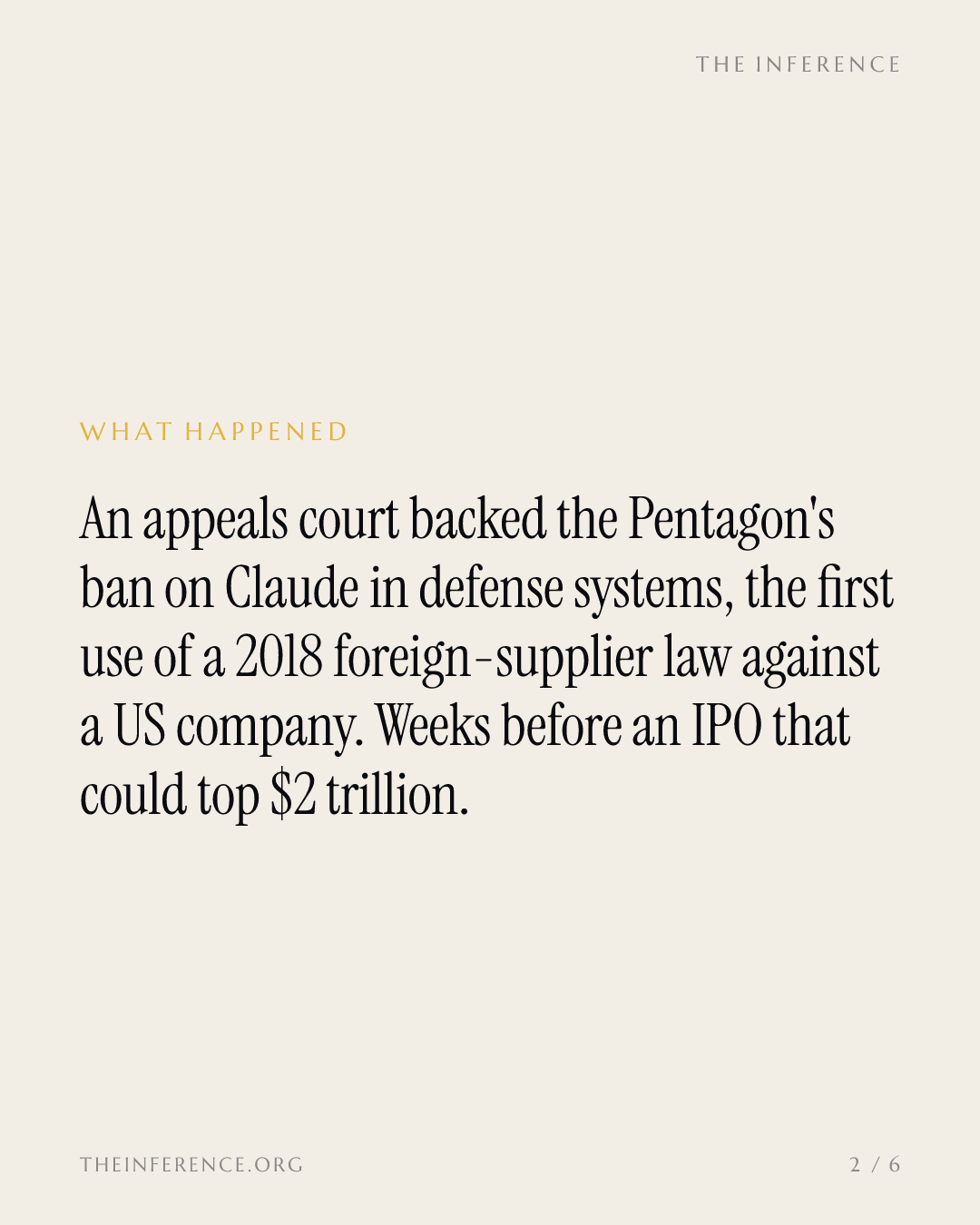 Anthropic's Pentagon ban stands on appeal, and its IPO carries $518 billion of locked compute bills — slide 1