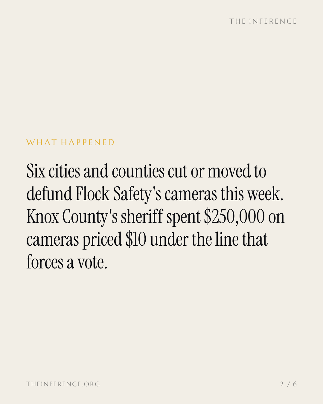 Six cities and counties move to cancel Flock Safety camera deals priced $10 under the vote line — slide 1