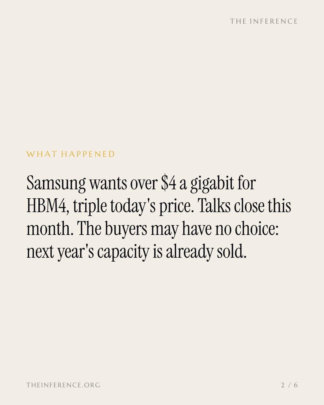 Samsung asks triple for HBM4, and the buyers answer this month — slide 1
