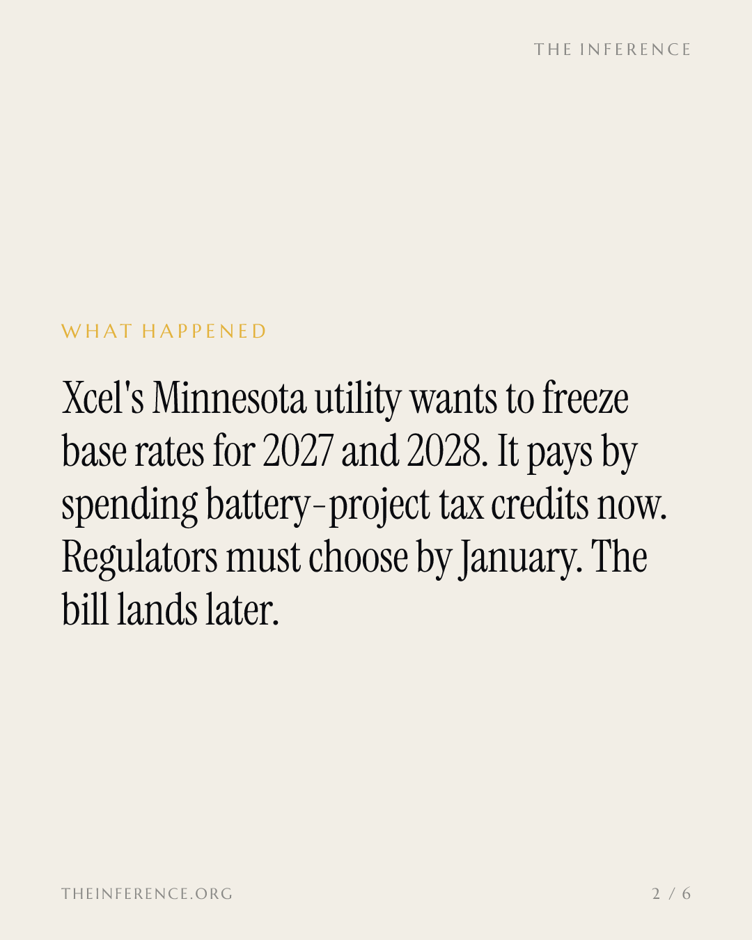 Xcel Energy offers to freeze Minnesota rates through 2028, paying with five battery projects' tax credits — slide 1