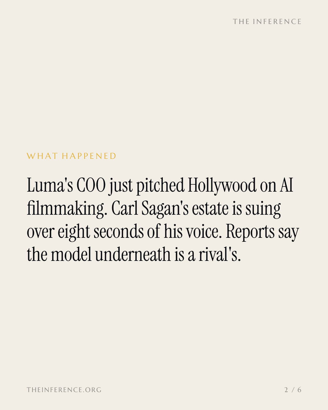 Luma's Hollywood pitch rests on a borrowed voice and a model layer it reportedly rents — slide 1