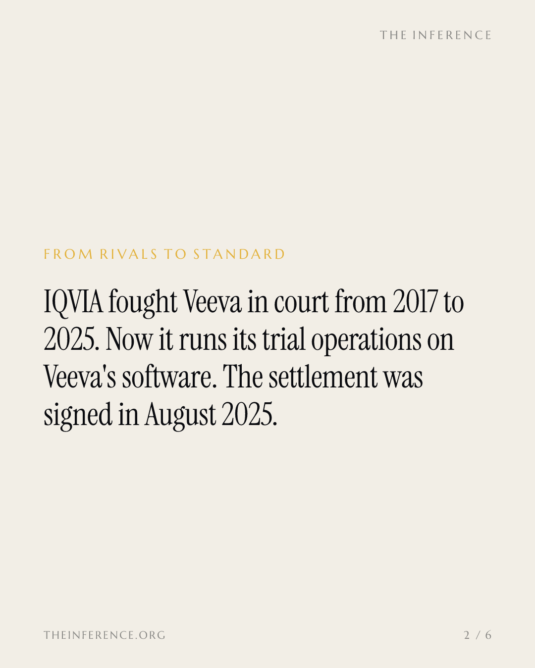 After eight years of suing Veeva, IQVIA makes it the enterprise standard — slide 1