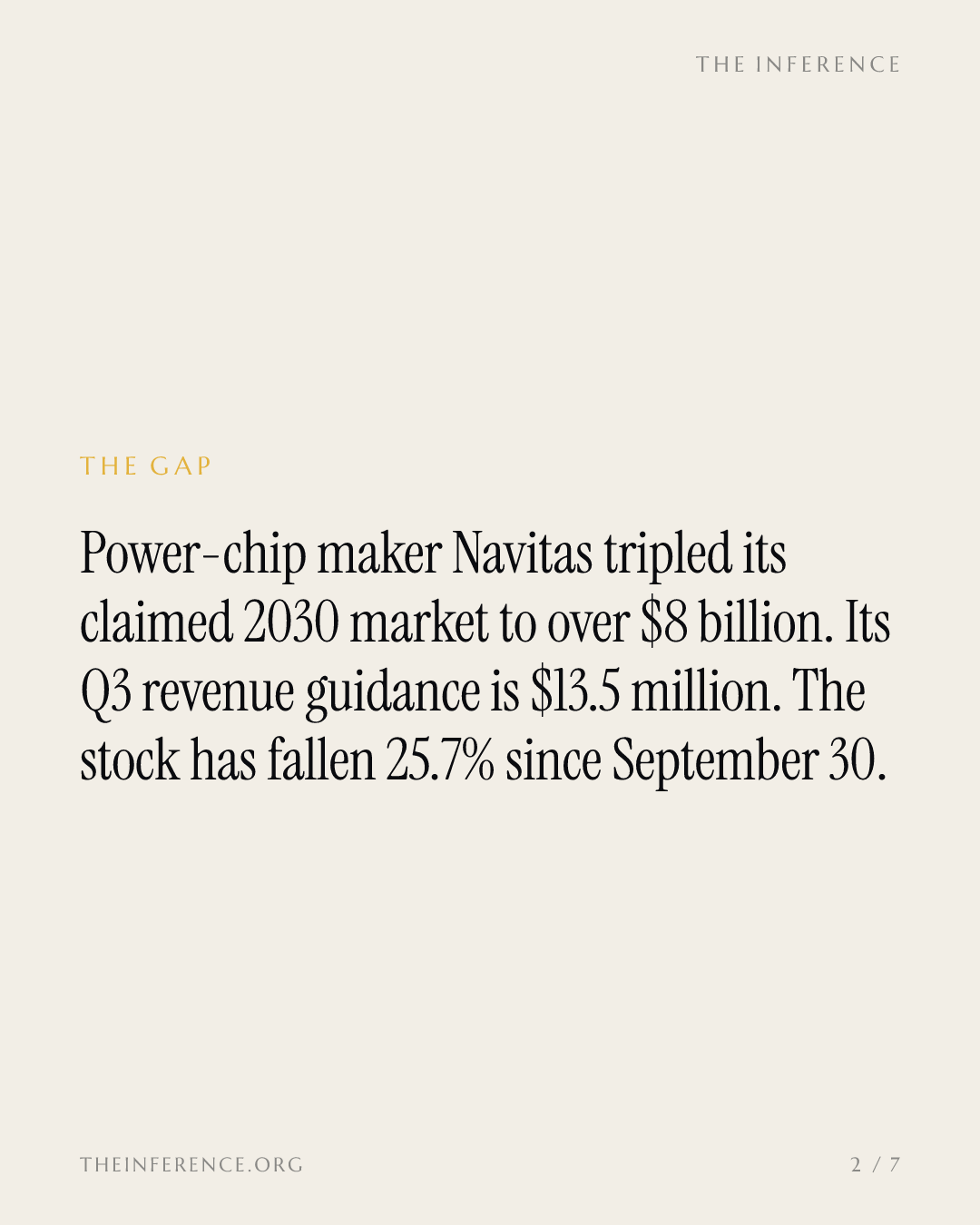 Navitas says its 2030 market is over $8 billion; it guides just $13.5 million for the quarter — slide 1