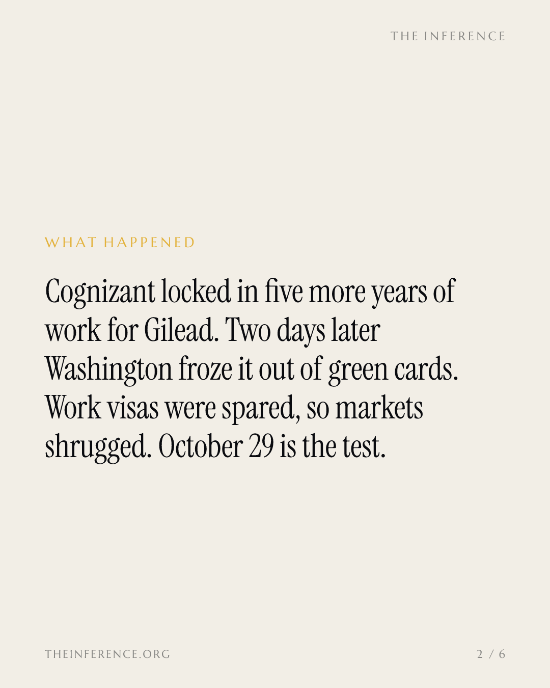 Cognizant signed Gilead for five years; Washington shut its green-card door two days later — slide 1