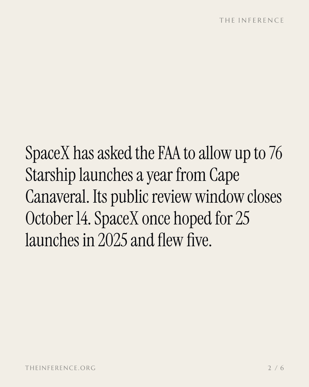 SpaceX asks the FAA for 76 Starship launches a year, and SPCX trades at 133 times forward earnings — slide 1