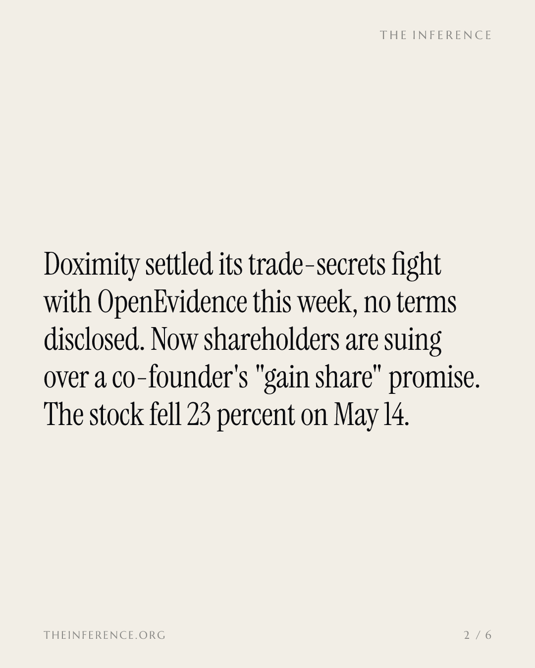Doximity settles OpenEvidence's trade-secrets suit in principle as shareholders sue over 'gain share' — slide 1
