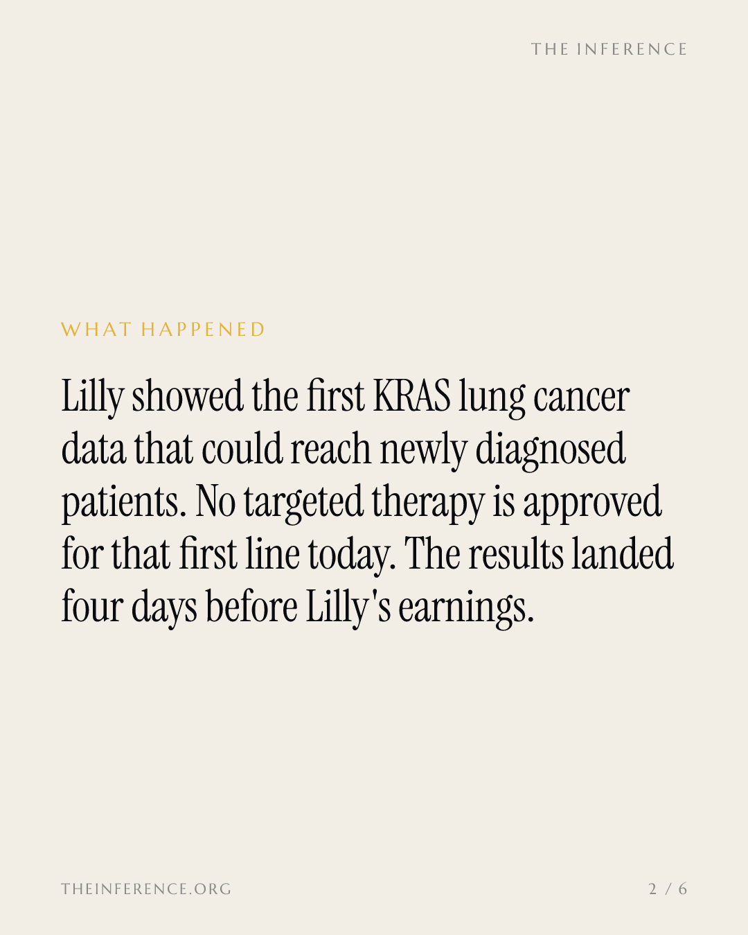 Eli Lilly's olomorasib could win first-line KRAS lung cancer, and no one is trading the option — slide 1