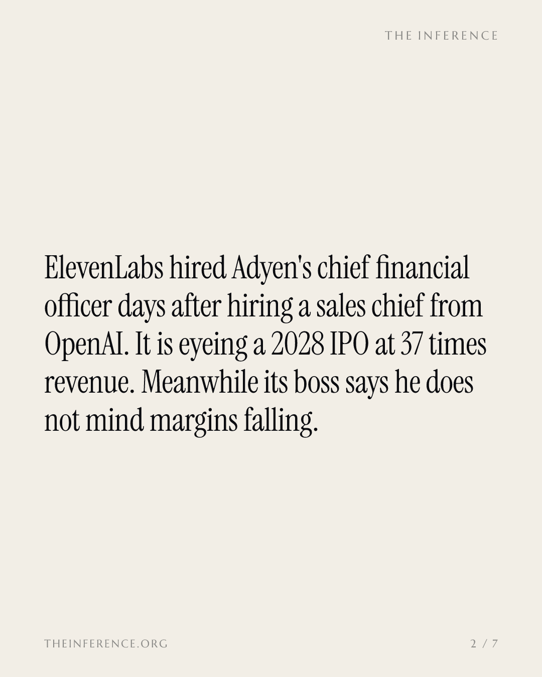 ElevenLabs hires Adyen's CFO to make its margin-for-share story investable — slide 1