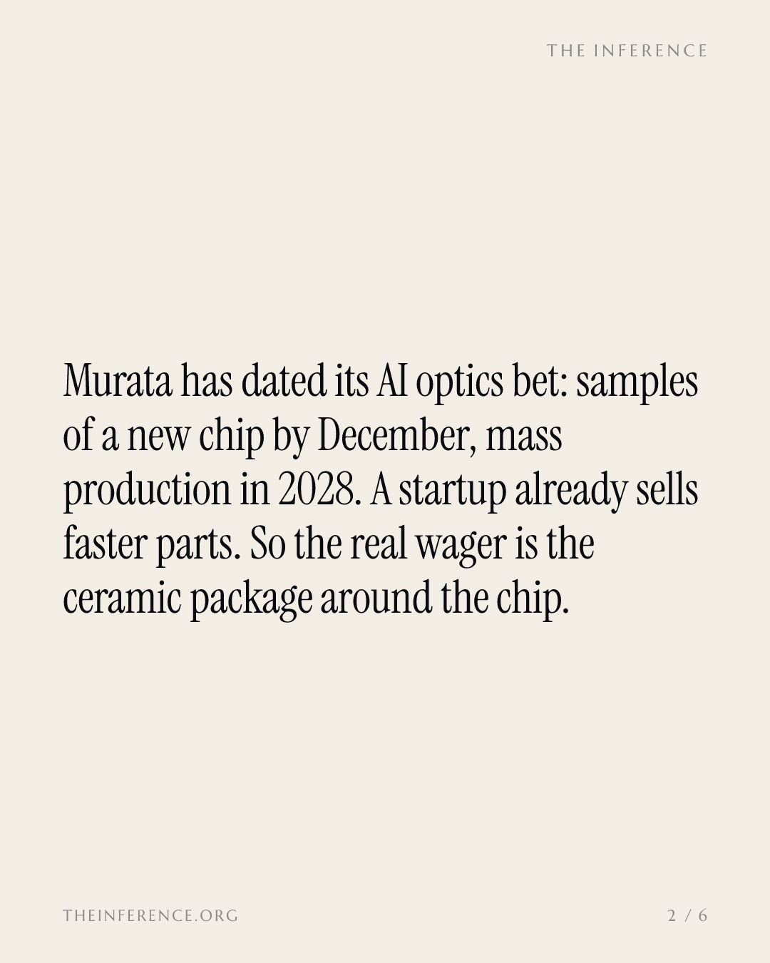 Murata fixe le calendrier de son pari sur l'optique pour l'IA : premiers échantillons ce trimestre, production de masse en 2028, résultats le 30 octobre — slide 1