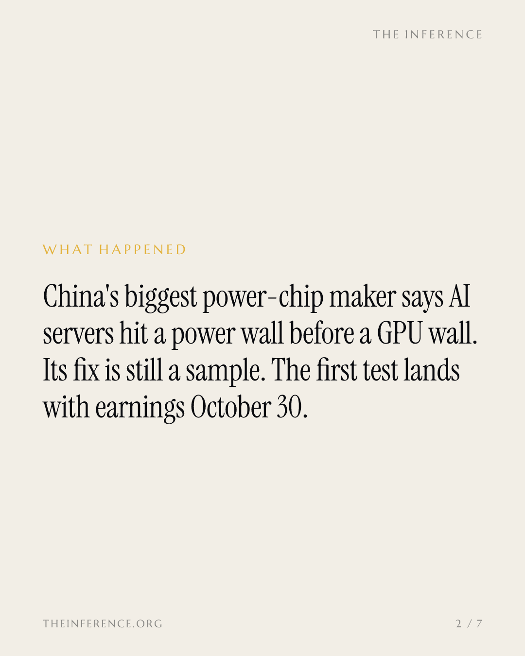 China Resources Micro says AI servers hit the power wall before the GPU wall, Q3 results Oct. 30 — slide 1