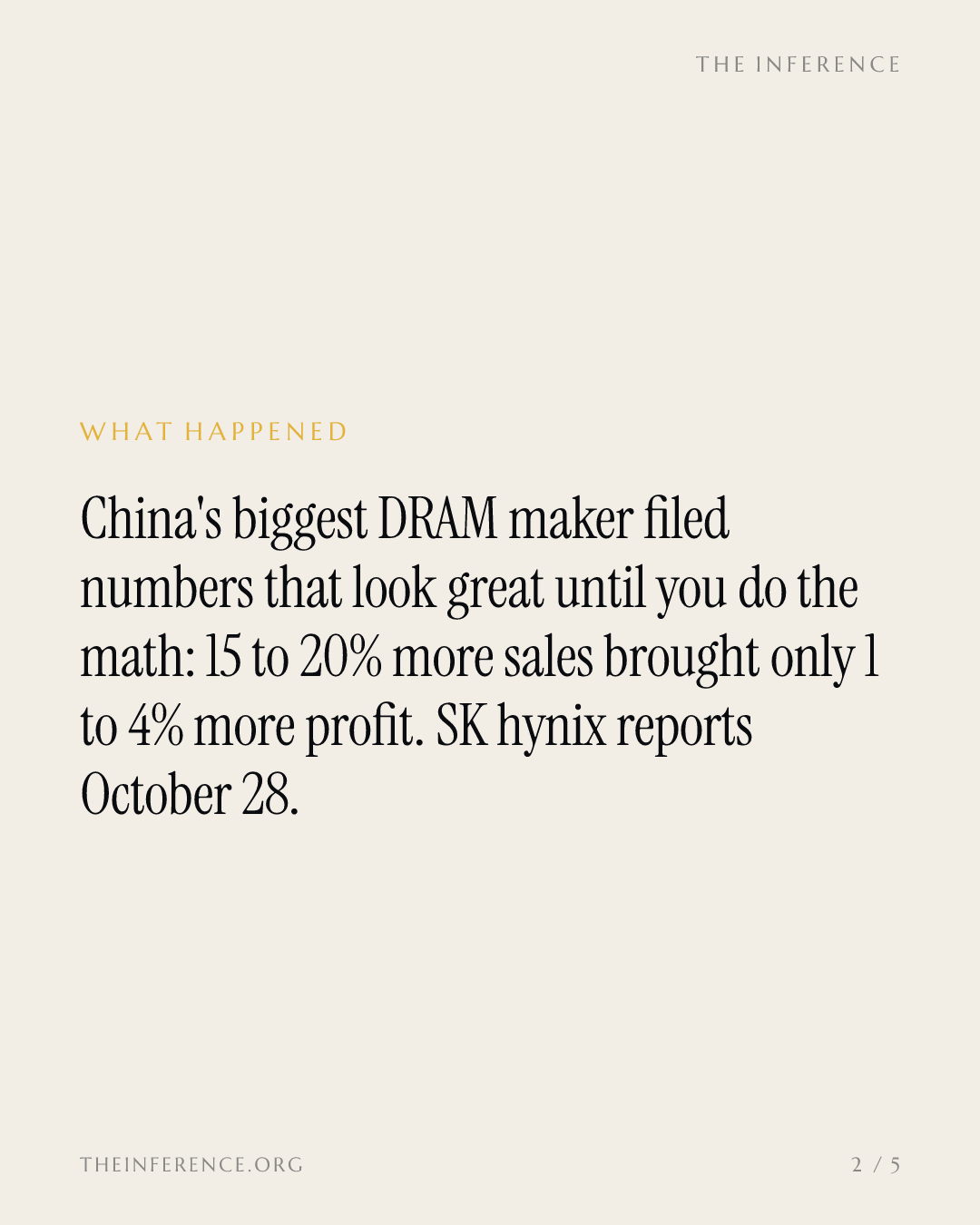CXMT's profit rose just 1% to 4% on 15% to 20% more sales; SK hynix reports October 28 — slide 1