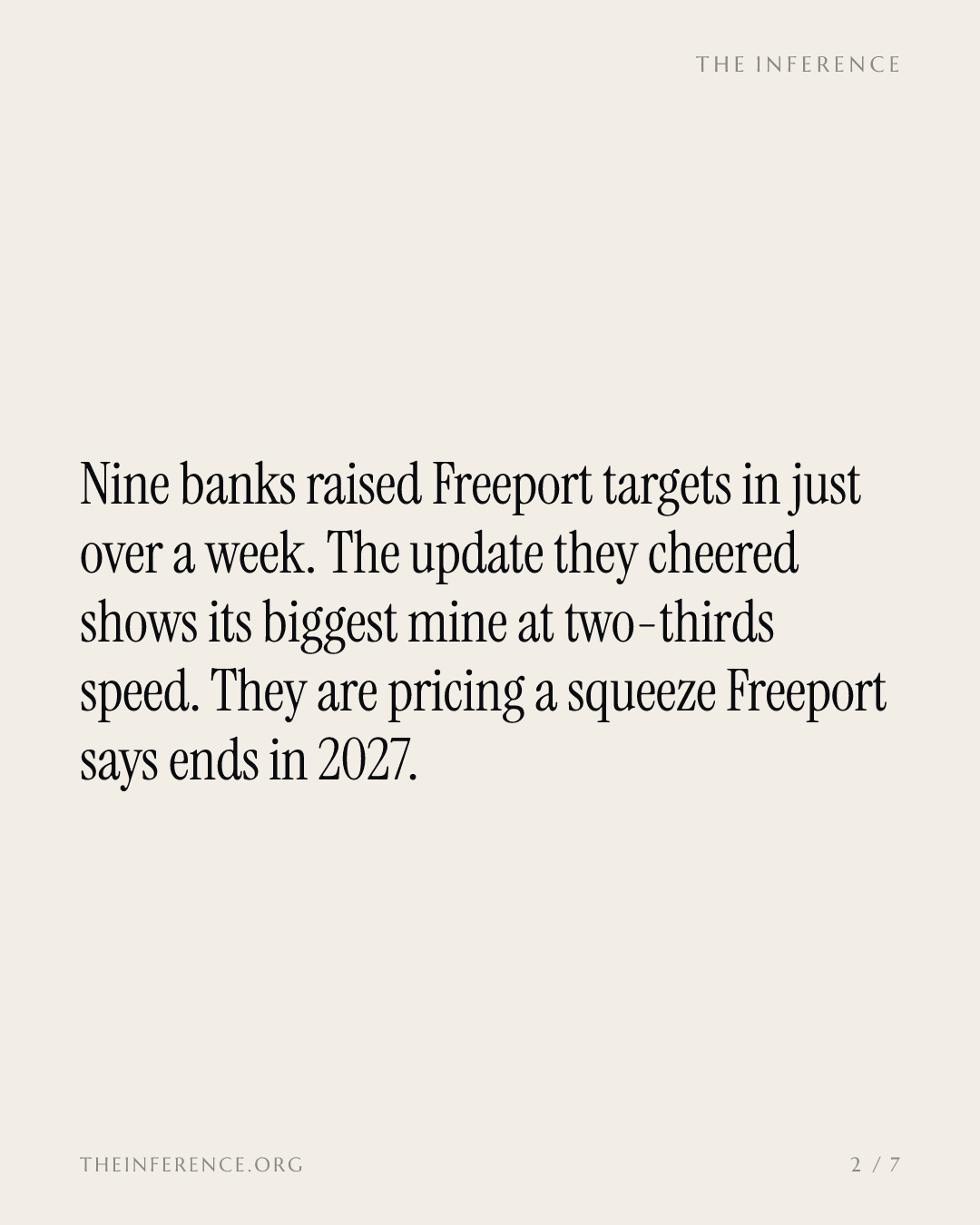 Nine banks lifted Freeport-McMoRan targets to as high as $92 on a copper squeeze Freeport says ends in 2027 — slide 1