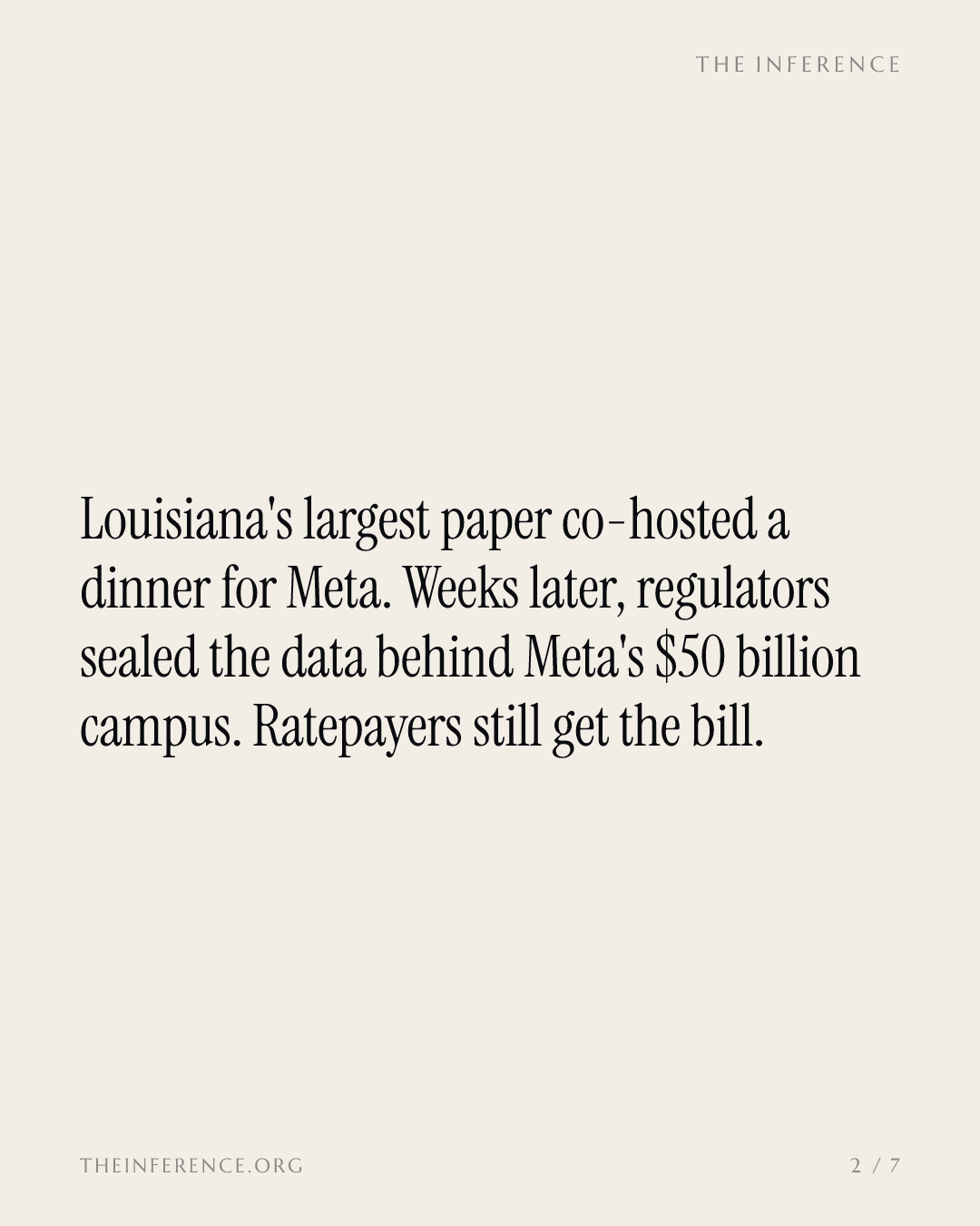 Louisiana's largest newspaper threw Meta a party. Weeks later, the state sealed Meta's power data. — slide 1