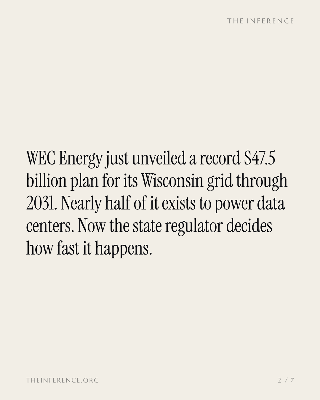WEC Energy's $47.5 billion grid plan bets on AI data centers, and Wisconsin's regulator holds the key — slide 1
