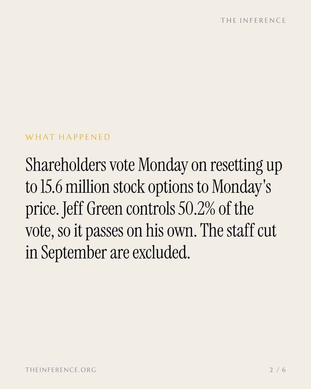 The Trade Desk votes October 19 on repricing up to 15.6 million options; Jeff Green holds 50.2% voting power — slide 1
