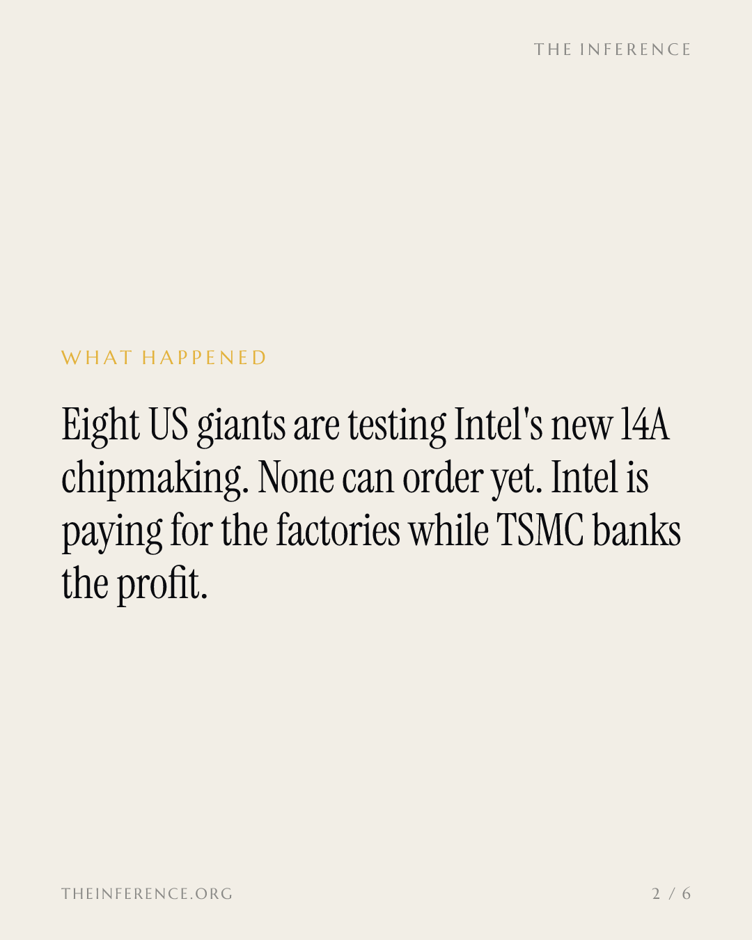 Intel 14A Courts Eight Giants on Paper While TSMC Collects Cash — slide 1