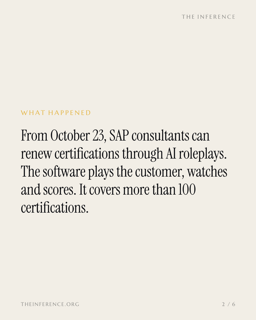 SAP's AI now grades the exams that certify its own consultants; services revenue fell 4% to €1.02 billion — slide 1