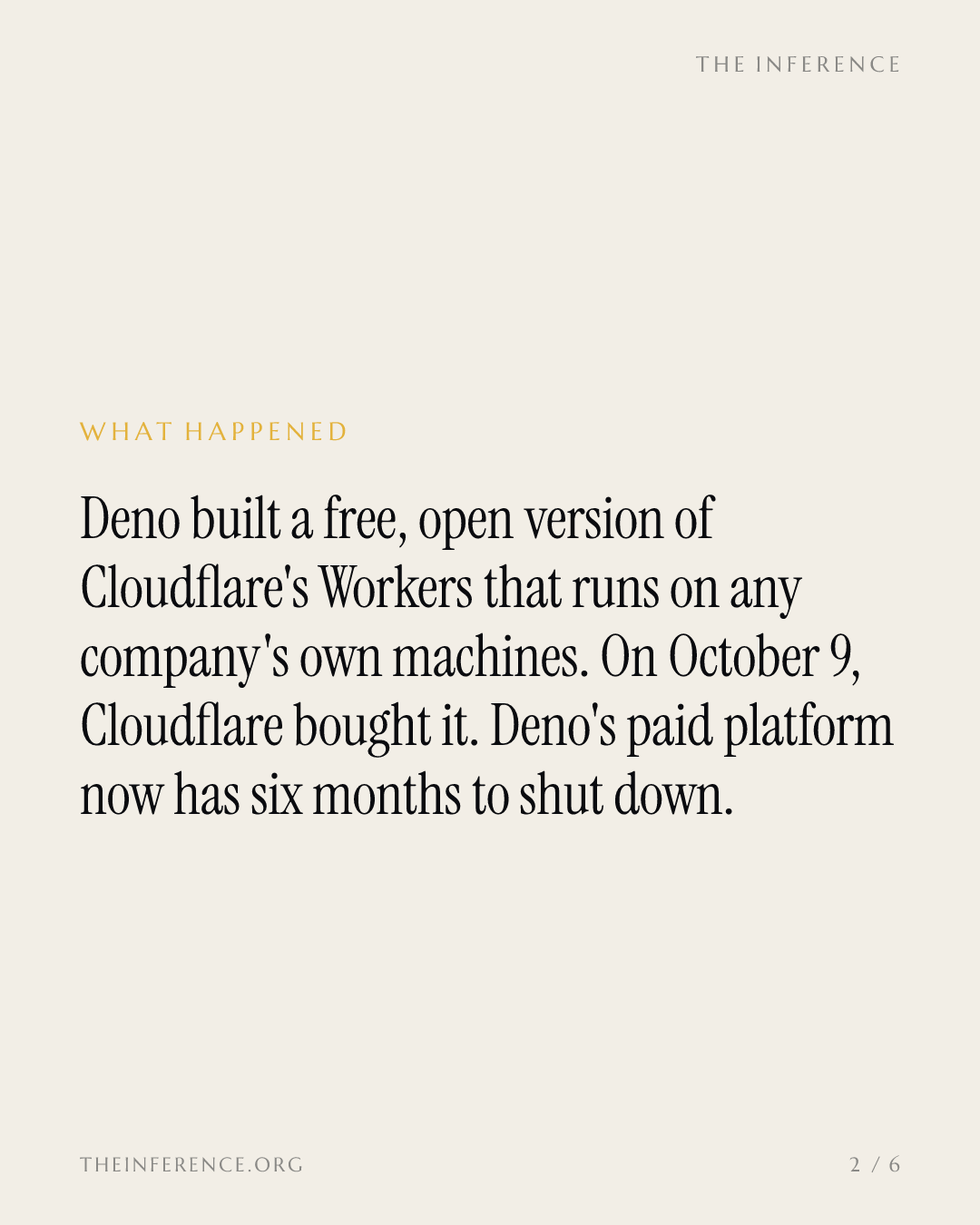 Cloudflare buys Deno, the open-source software that let customers leave its Workers platform — slide 1