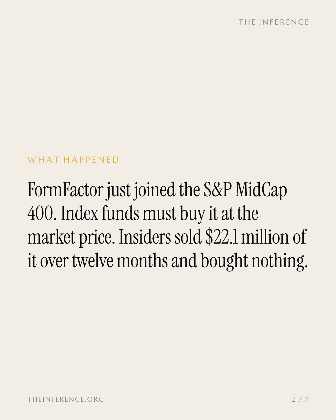 S&P stuft FormFactor in den MidCap 400 hoch – Indexfonds müssen kaufen, was Insider weiter verkaufen — slide 1