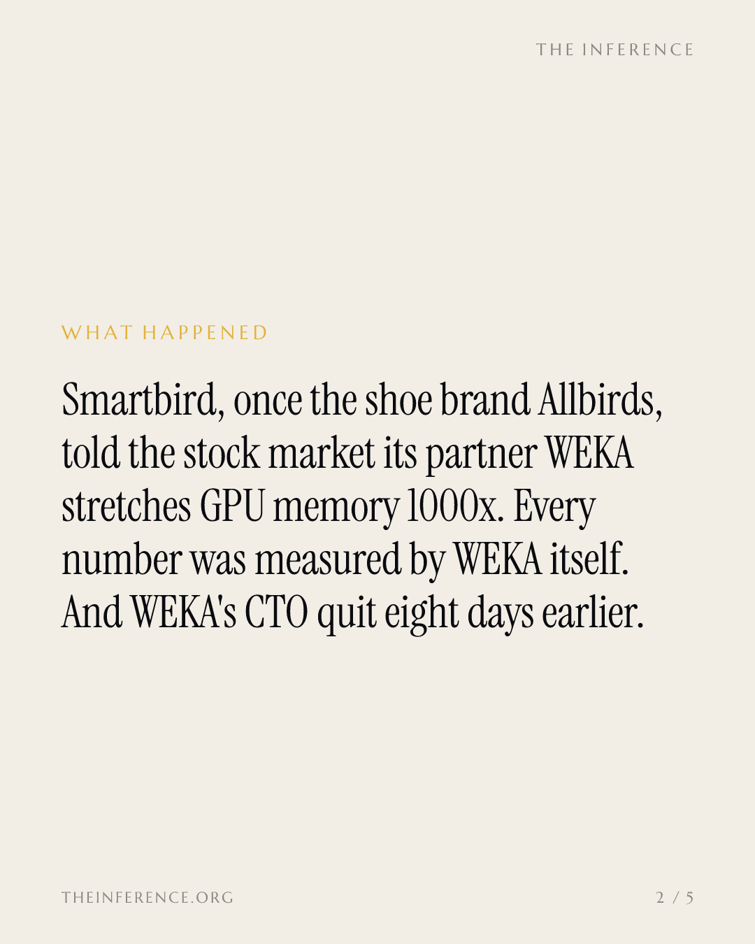 A Nasdaq newcomer is selling WEKA's self-measured 1000x claim, weeks after WEKA's CTO left — slide 1