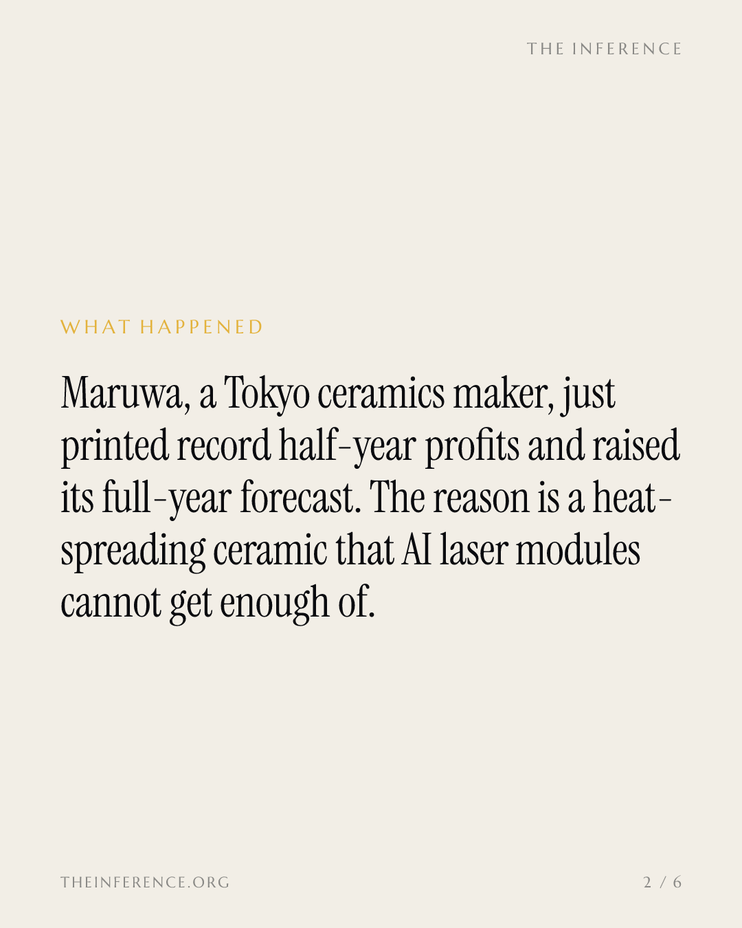 Maruwa raised operating profit guidance to ¥38.3 billion on AI optics; Tokuyama's powder line lands in 2028 — slide 1