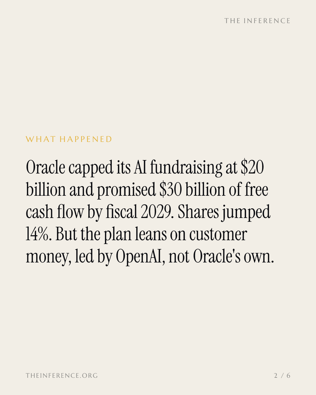 Oracle caps AI fundraising at $20 billion and promises $30 billion of free cash flow in fiscal 2029 — slide 1