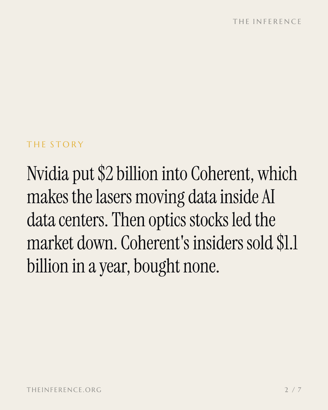 Nvidia invested $2 billion in Coherent; insiders sold $1.1 billion in a year and bought none — slide 1