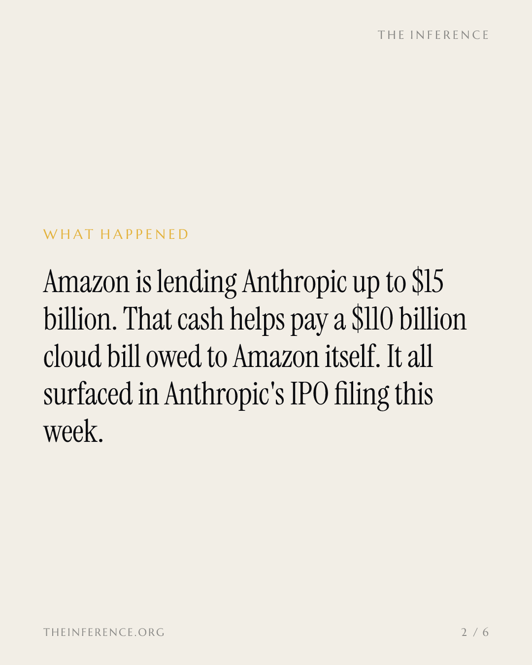 Amazon Lends Anthropic $15 Billion to Buy $110 Billion of AWS Capacity From Amazon — slide 1