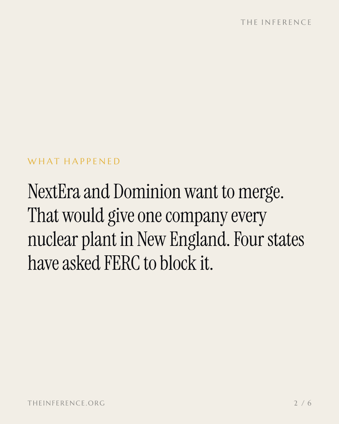 One company would own every nuclear plant in New England. Four states just asked FERC to stop it. — slide 1
