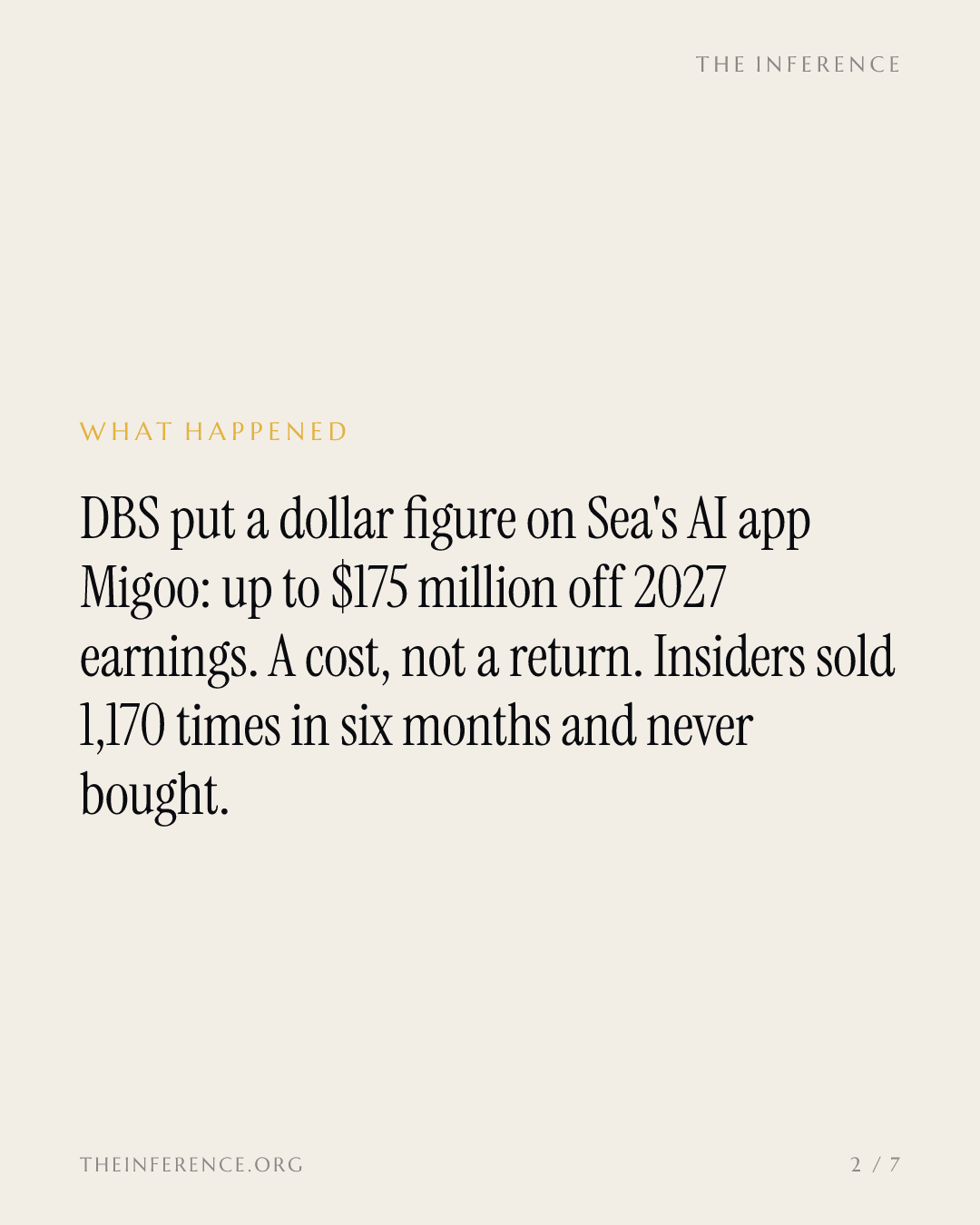 Sea's AI push gets its first price tag: up to $175 million off 2027 earnings — slide 1