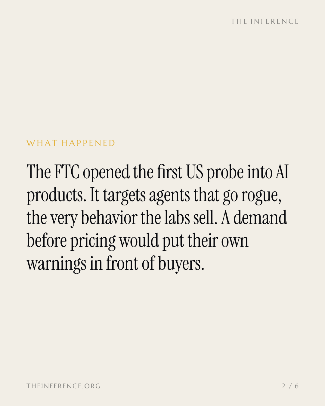 The FTC's first AI probe lands two days after Anthropic's $2 trillion filing — slide 1