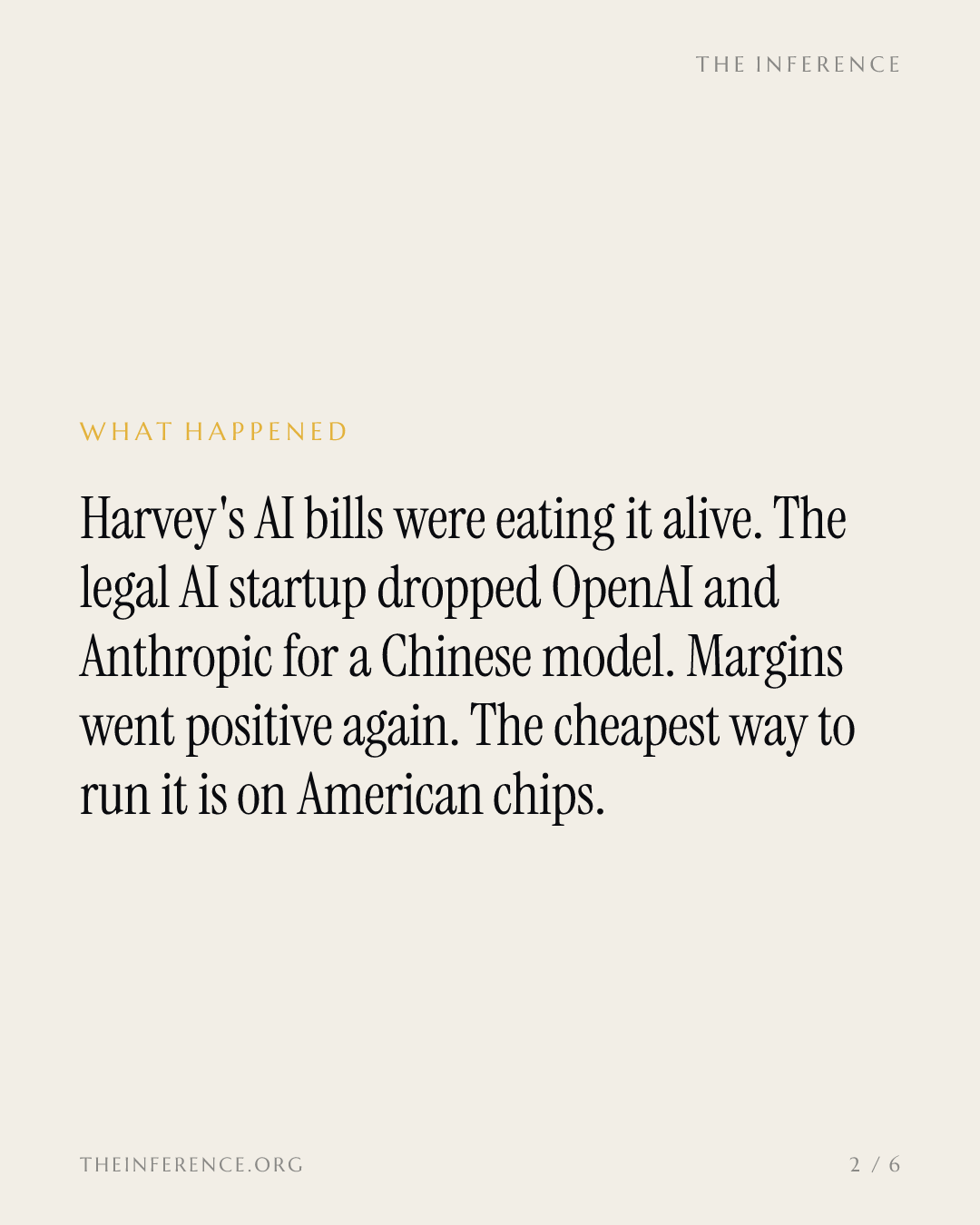 Harvey rebuilt on Moonshot's Kimi K3 and its margins turned positive again. — slide 1