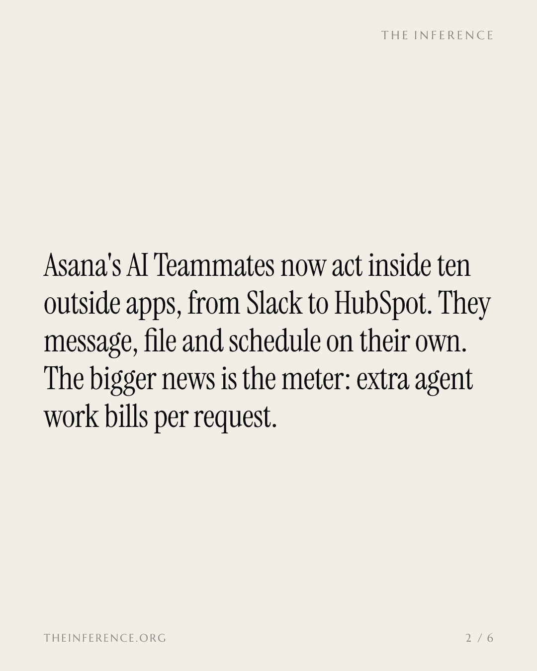 Asana's agents now work outside Asana, and every request is billed — slide 1