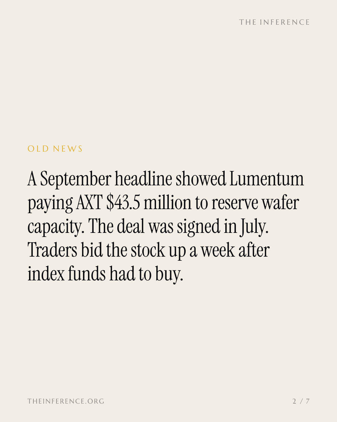Lumentum's $43.5 million AXT deposit is July's contract dressed up as September news — slide 1