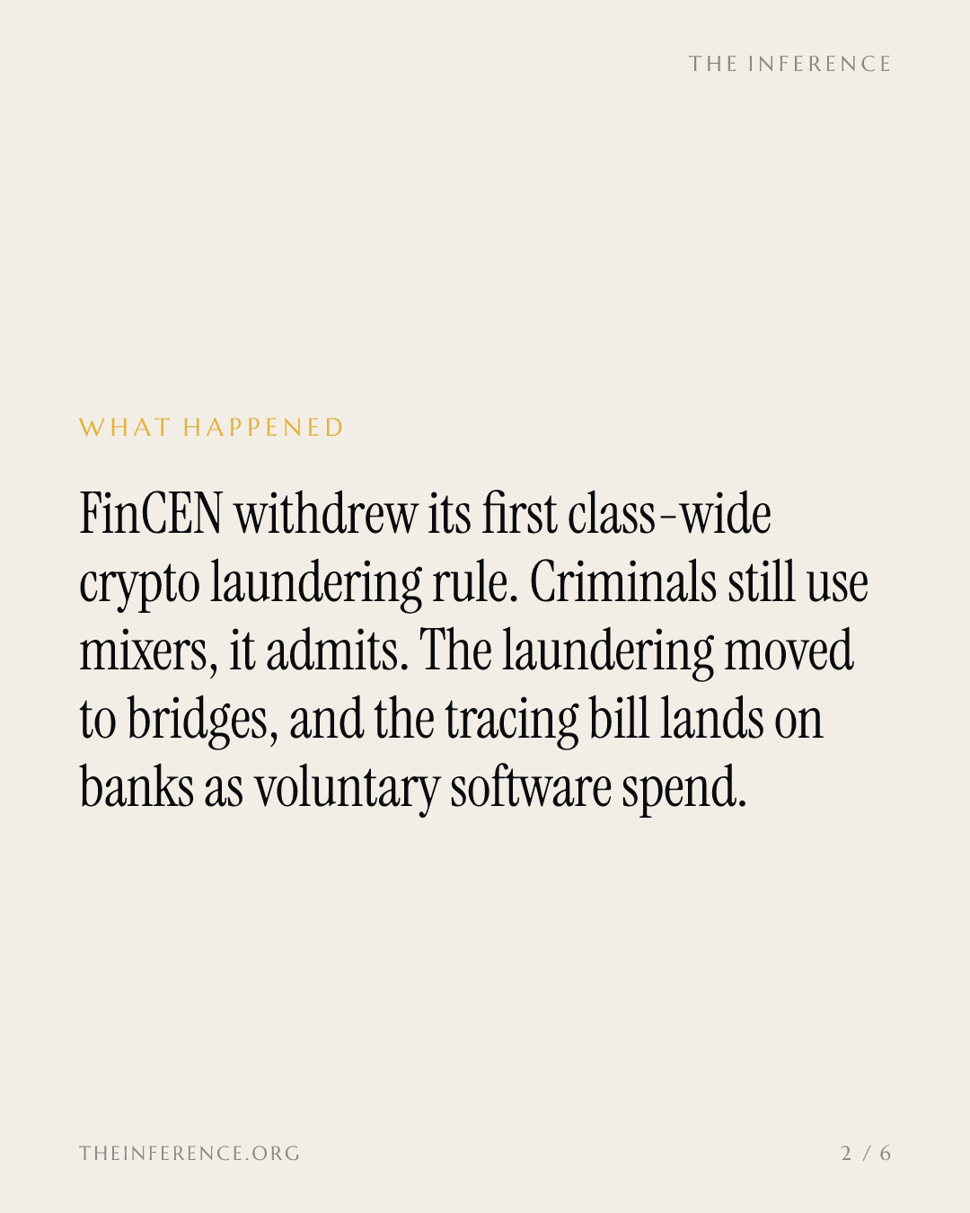 FinCEN killed the mixer rule and handed banks the tracing bill — slide 1