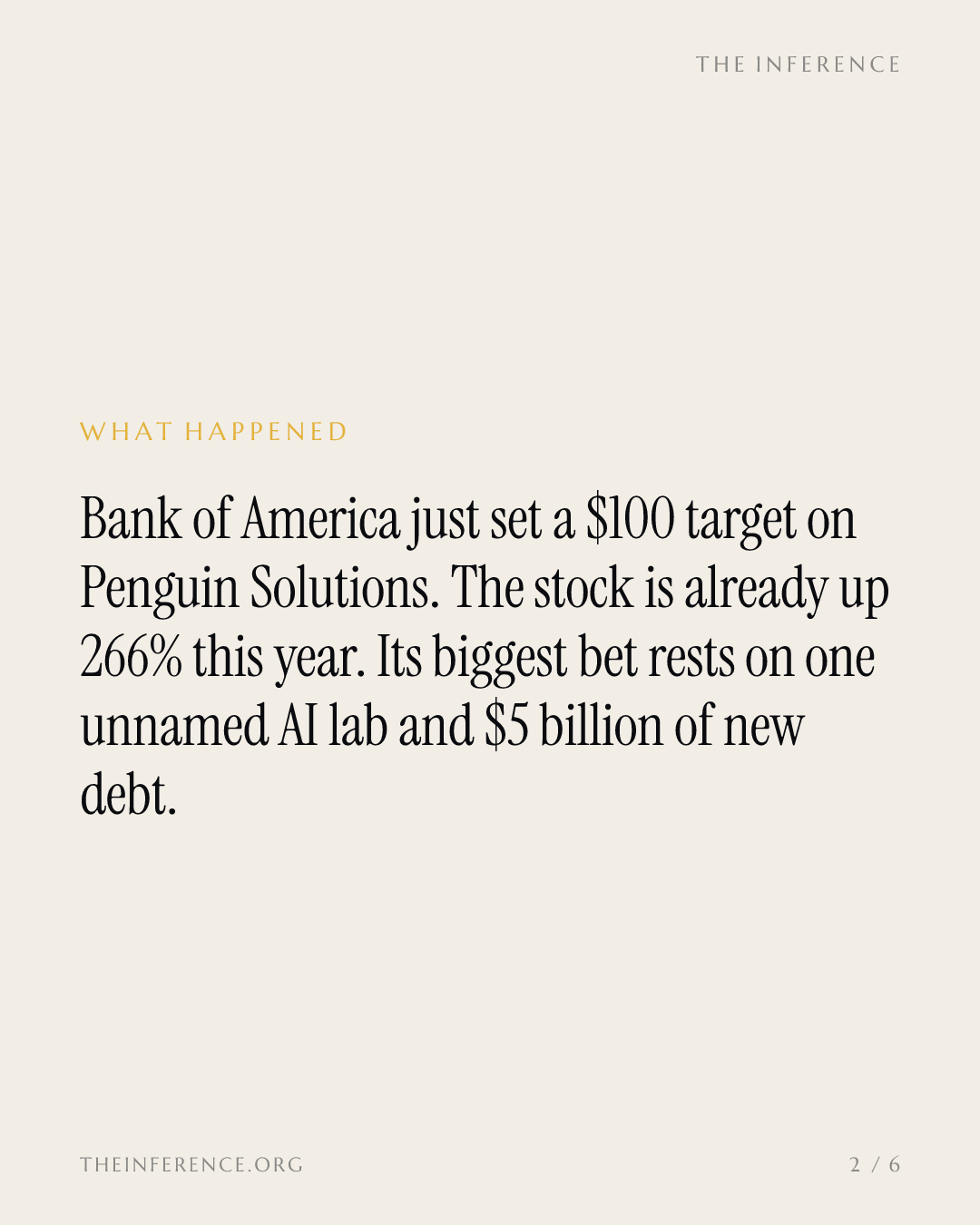 Bank of America targets $100 on Penguin Solutions as one unnamed customer carries $10 billion of compute — slide 1