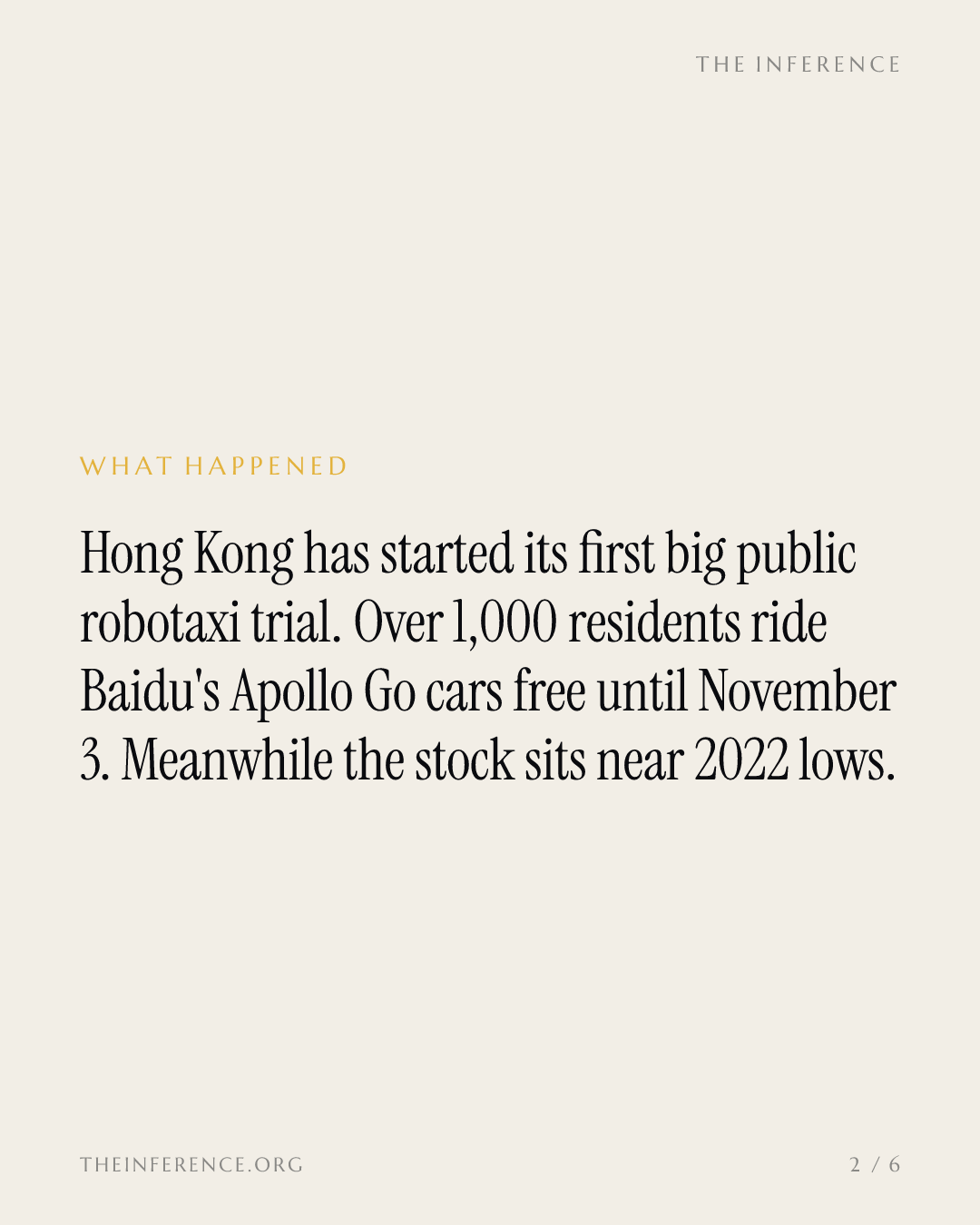 Baidu is down 48% this year as more than 1,000 Hong Kong residents get free Apollo Go rides — slide 1