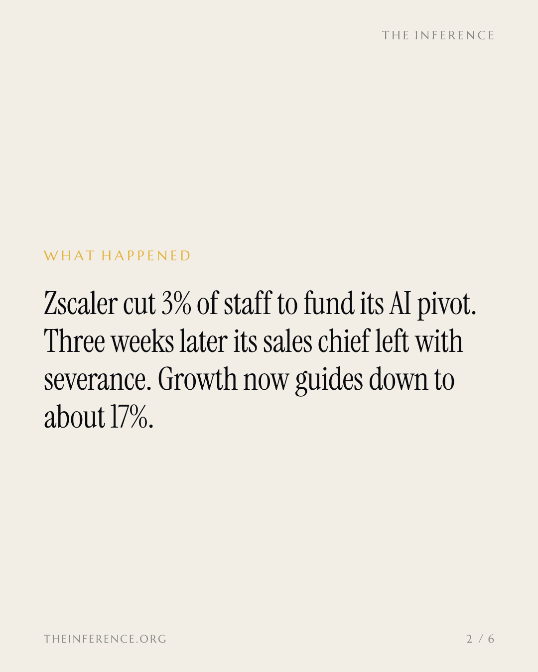 Zscaler pays its outgoing sales chief while 3% of staff fund the AI pivot — slide 1