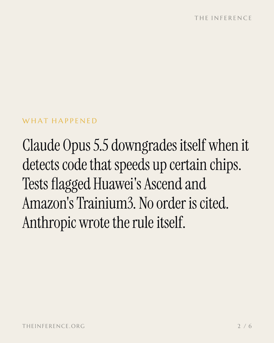 Anthropic escribe en Opus 5.5 sus propias reglas de exportación, y el chip de Amazon las hace saltar — slide 1