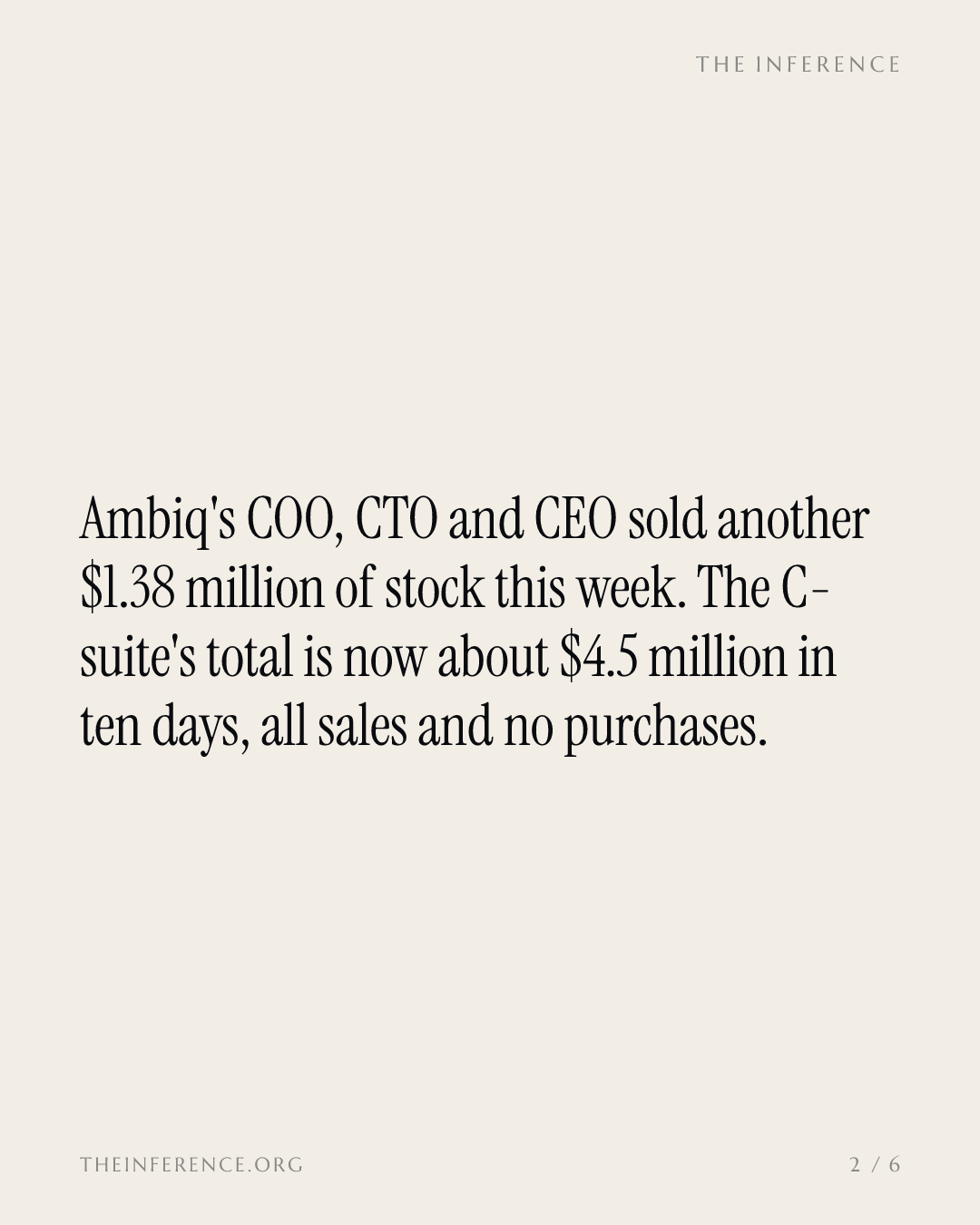 Ambiq's officers have sold at every price from $72 down to $49 — slide 1